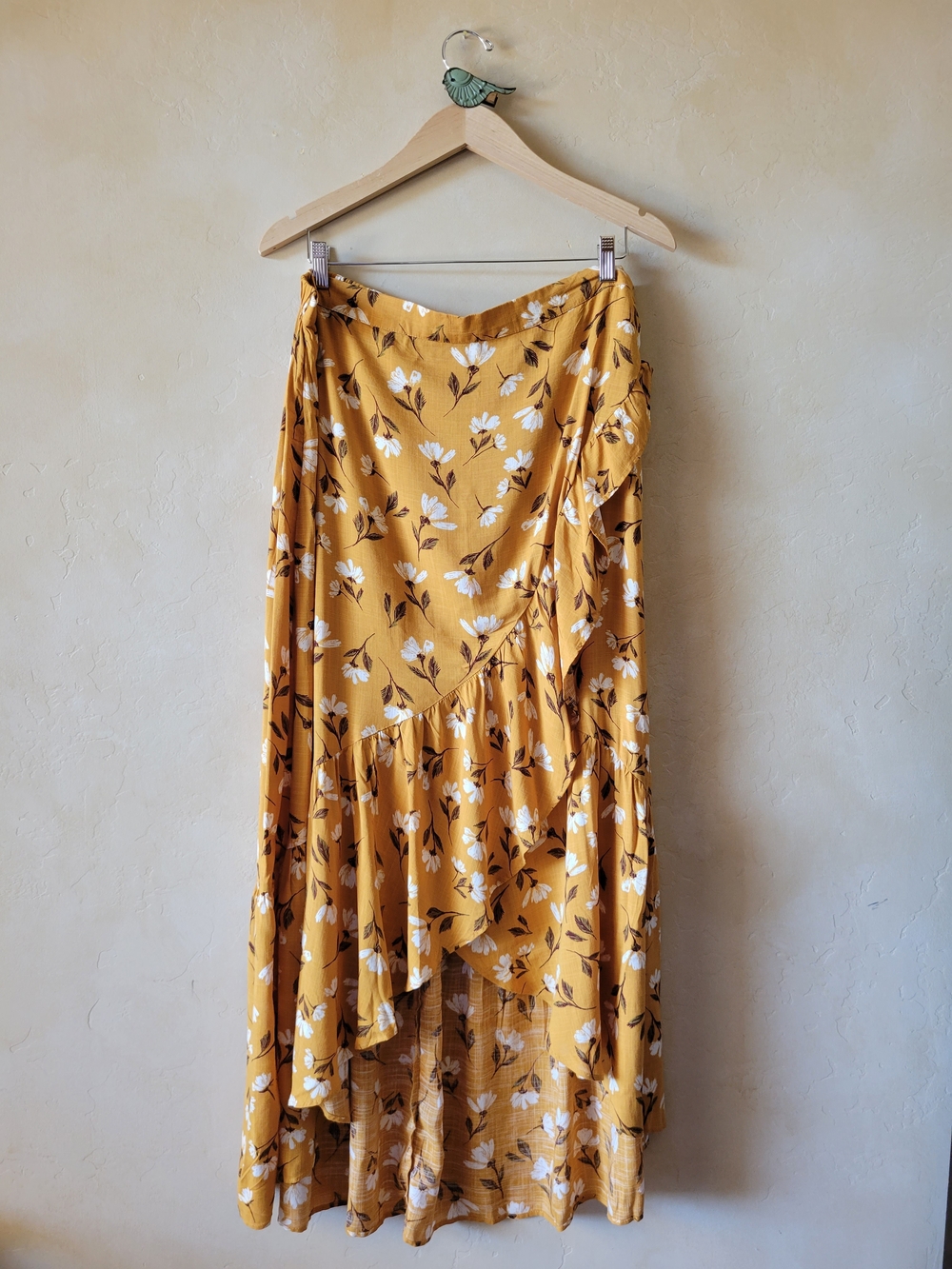 Sonoma Gold Floral Ruffle Asymmetric Hem Faux Wrap Skirt Women's Size XL